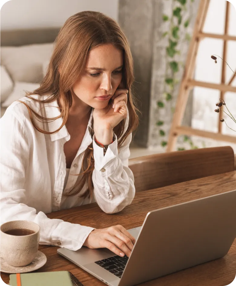 Woman working on laptop